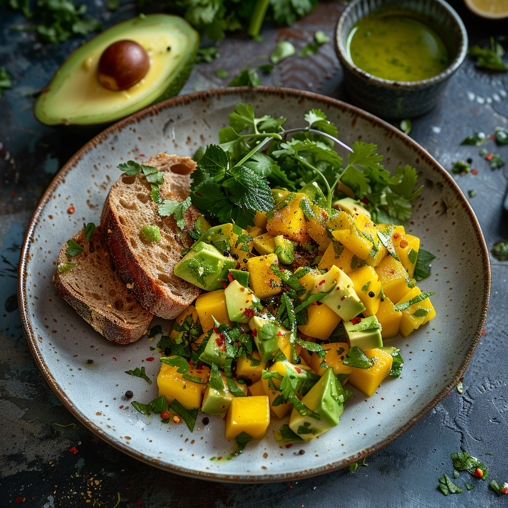 Mango-avocado salade met limoendressing