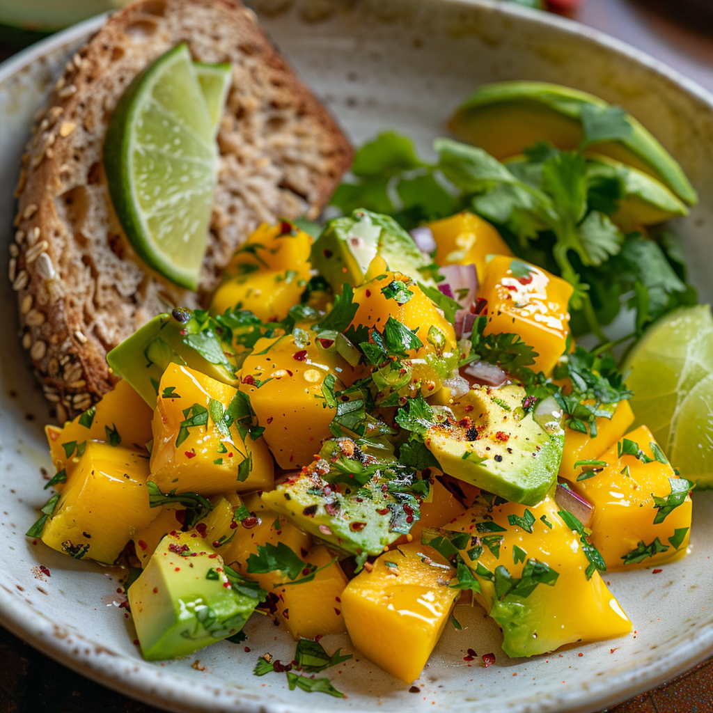 Mango-avocado salade met limoendressing