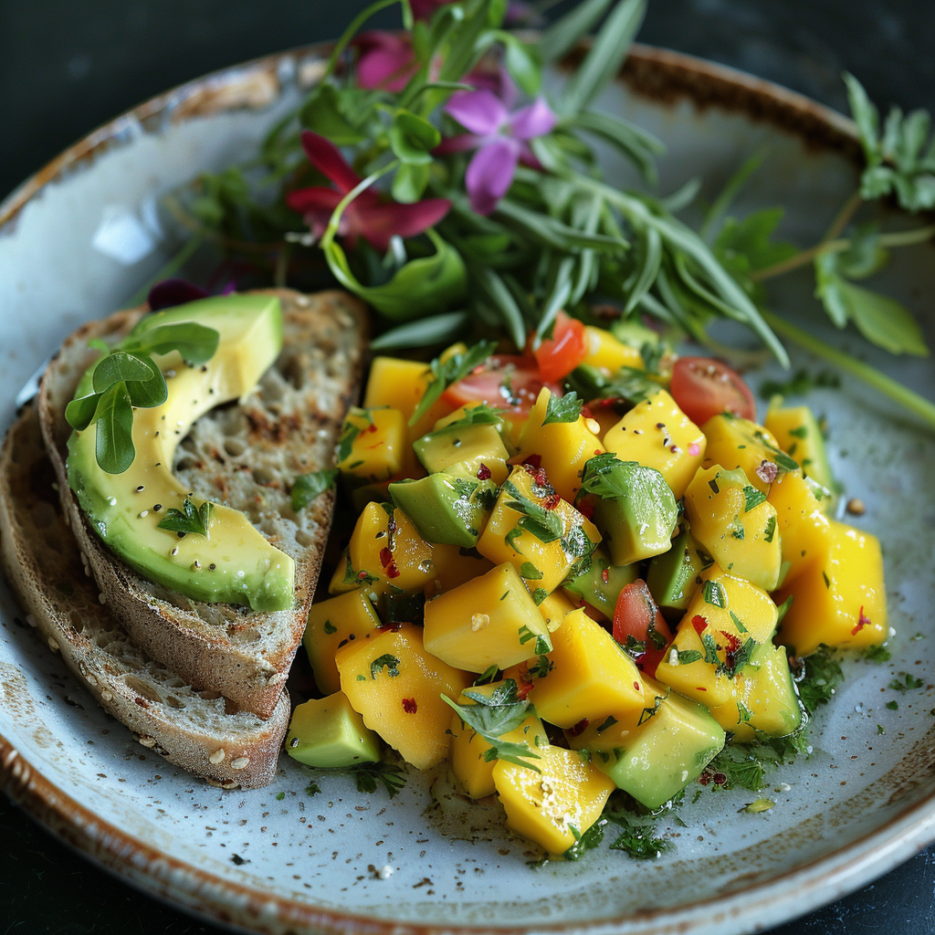 Mango-avocado salade met limoendressing