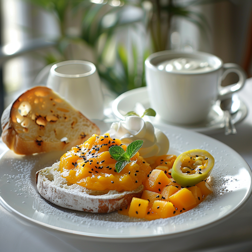 Mango-jam met passievrucht en kokos