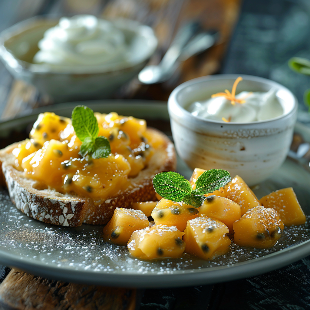 Mango-jam met passievrucht en kokos