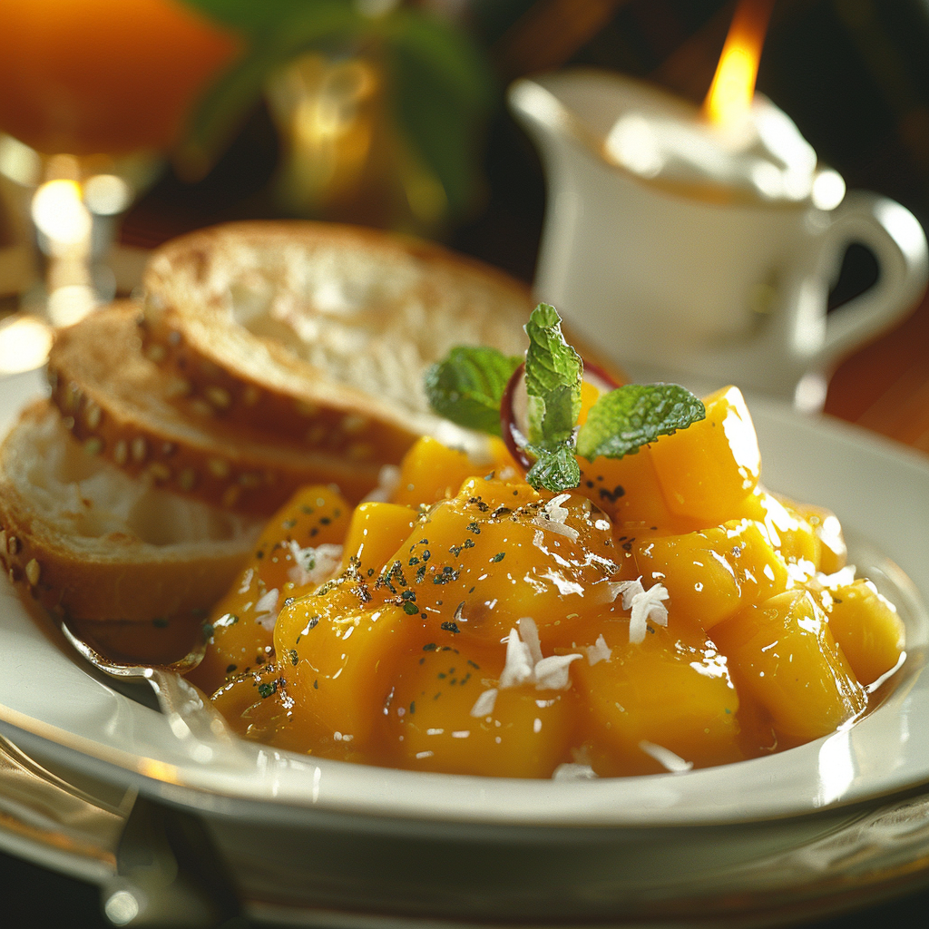 Mango-jam met passievrucht en kokos