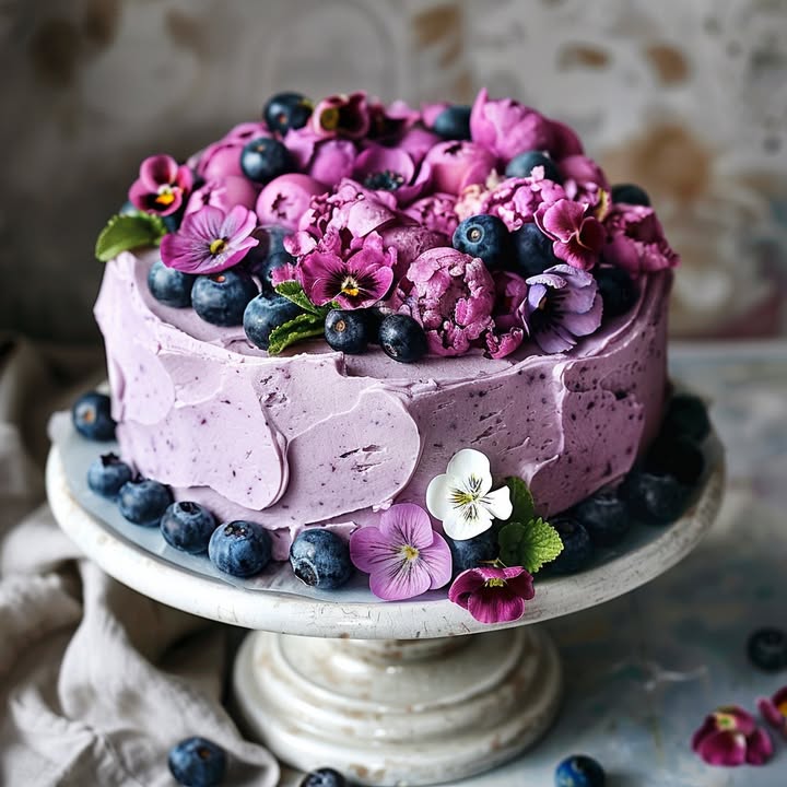 Myrtillegâteau met bloemen