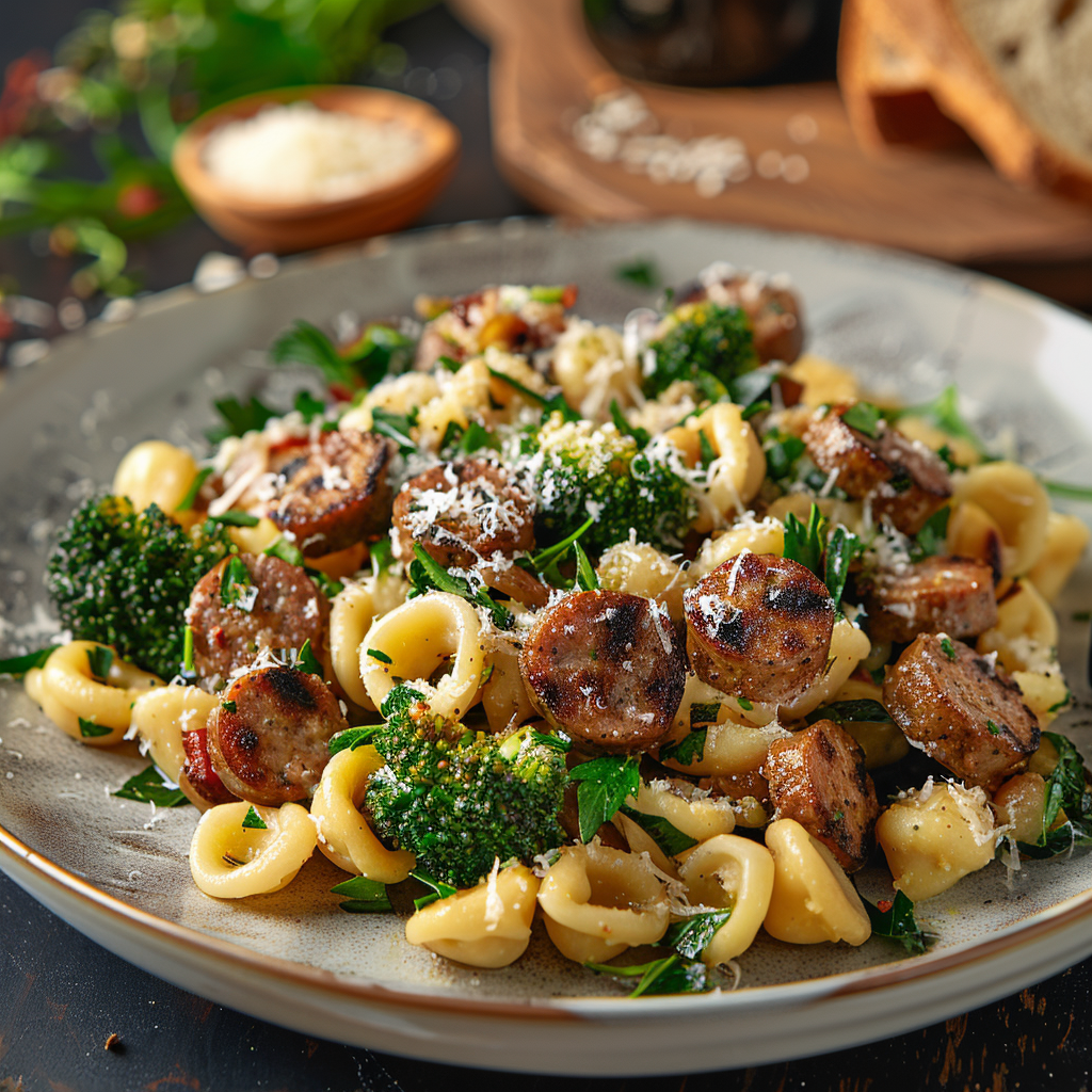 Orecchiette met worst, broccoli en pecorino