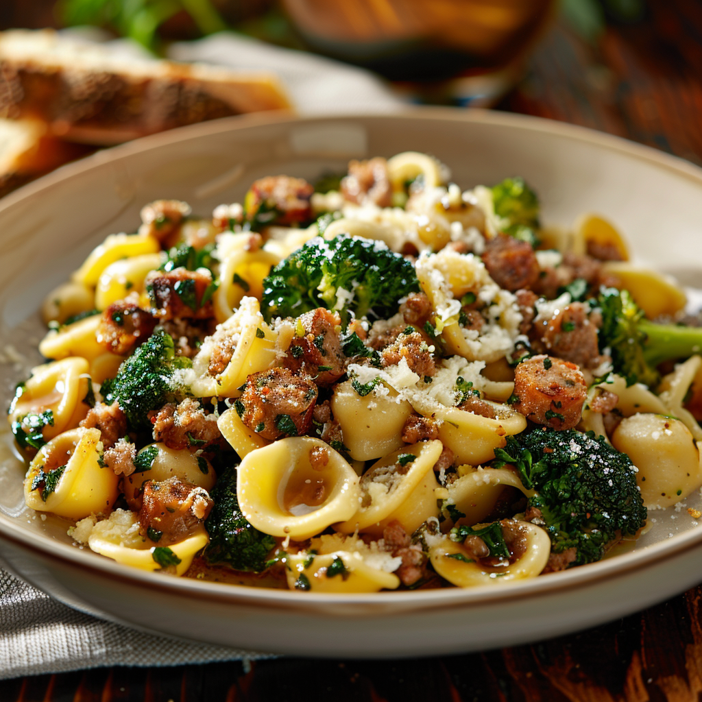 Orecchiette met worst, broccoli en pecorino