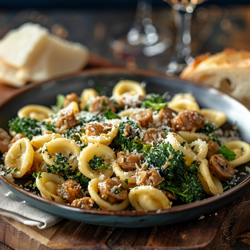 Orecchiette met worst, broccoli en pecorino
