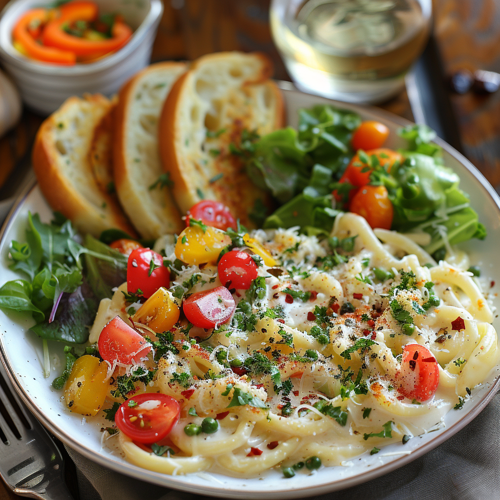 Pasta primavera met veel lentegroenten en citroen