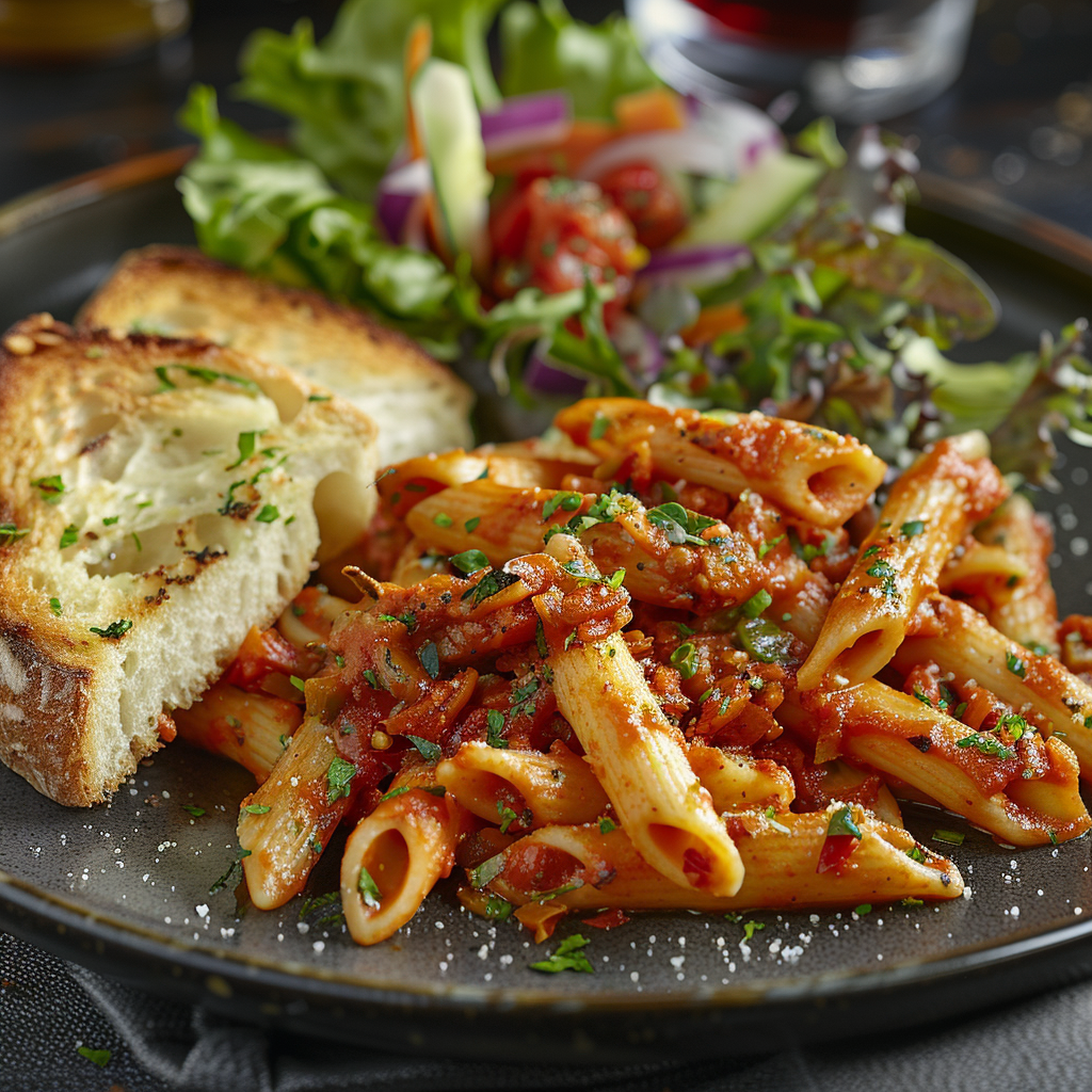 Penne all’arrabbiata met extra chili en koriander