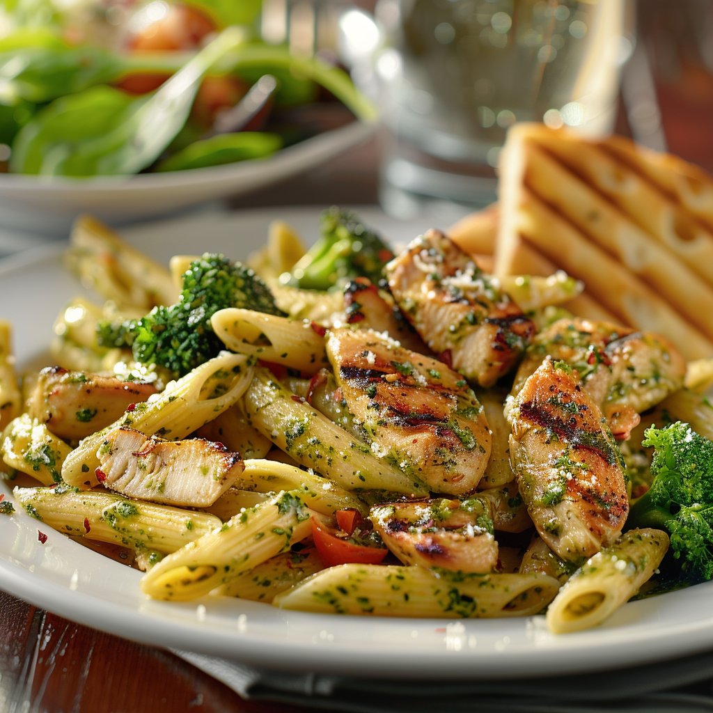Penne met kip, broccoli en pestosaus