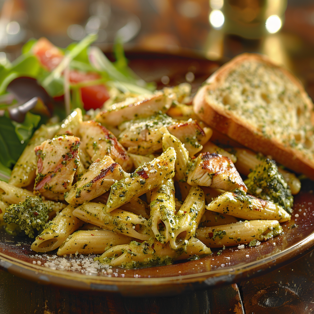 Penne met kip, broccoli en pestosaus