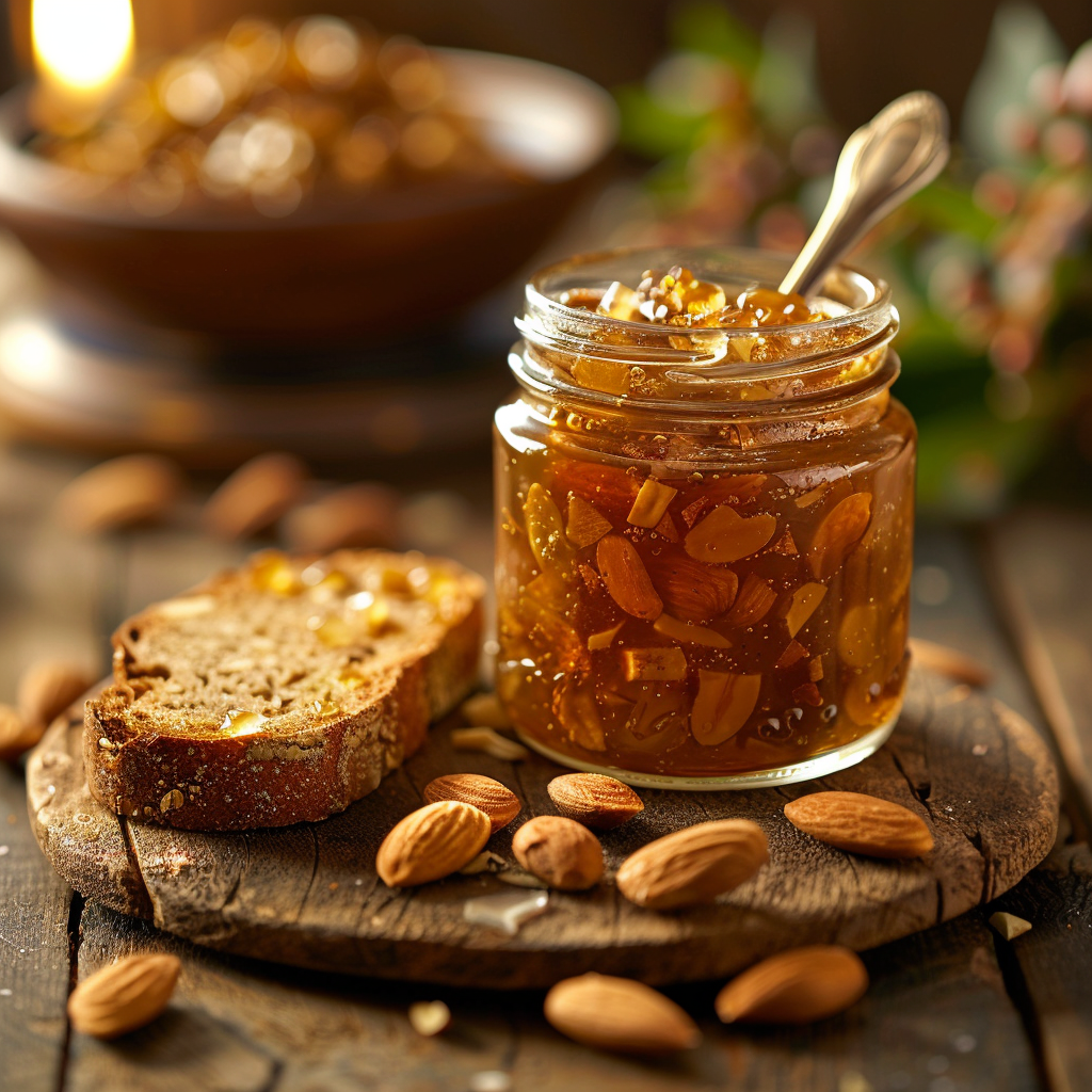 Perzik-jam met amaretto en kardemom