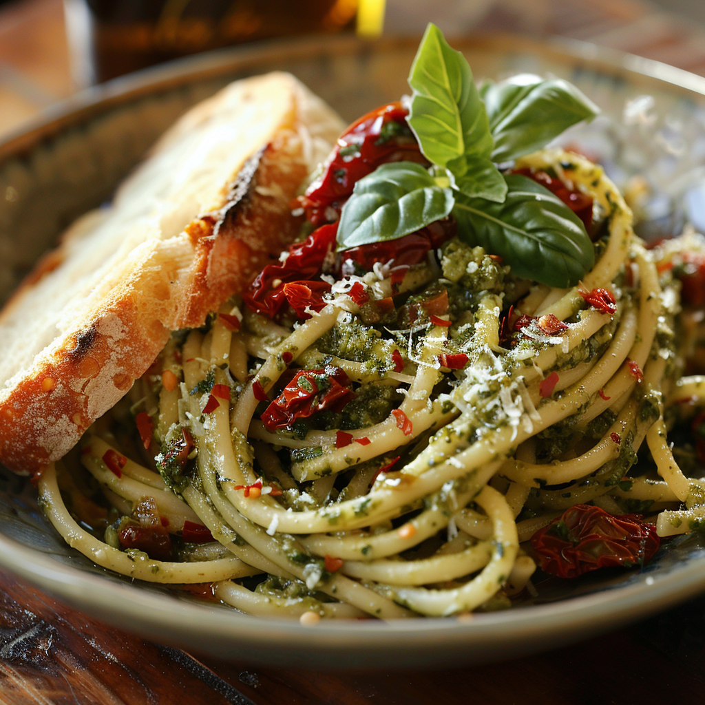 Pesto rosso met zongedroogde tomaat en basilicum