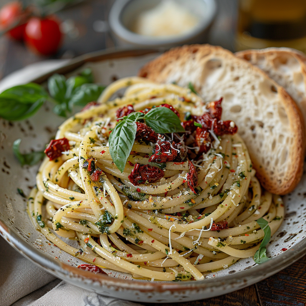 Pesto rosso met zongedroogde tomaat en basilicum