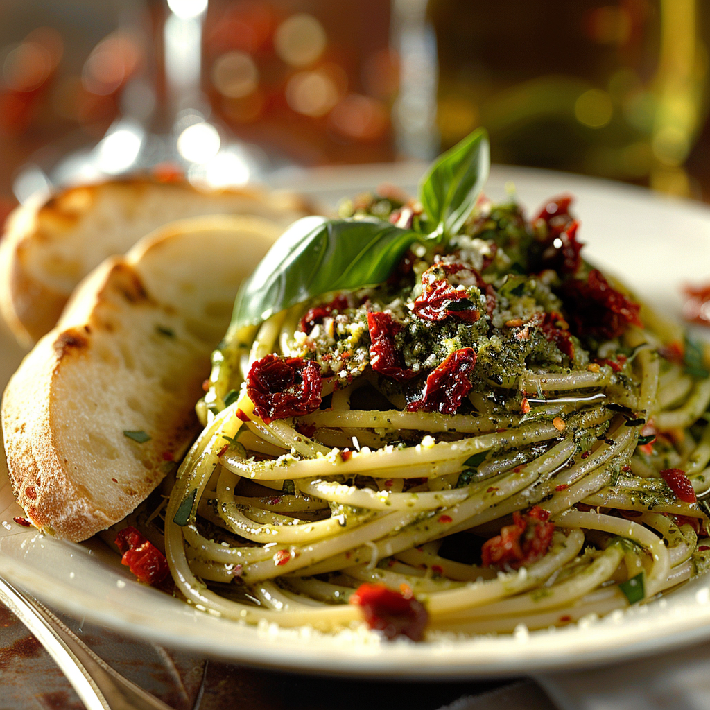 Pesto rosso met zongedroogde tomaat en basilicum