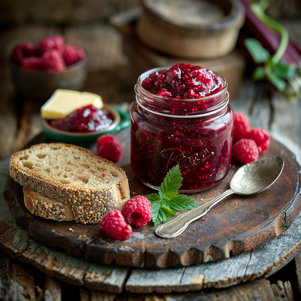 Rabarber-jam met frambozen en vanille