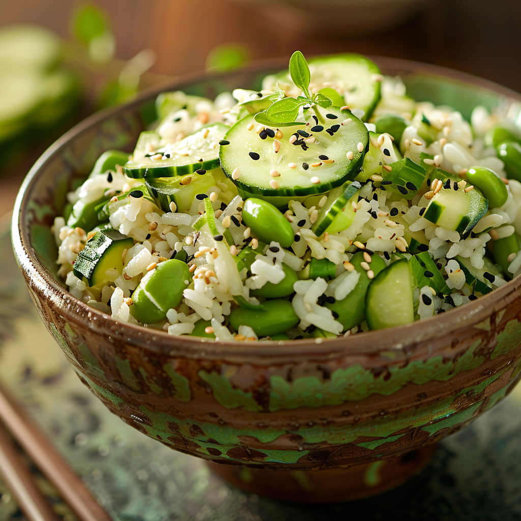 Rijstsalade Aziatisch met soja-sesam en edamame