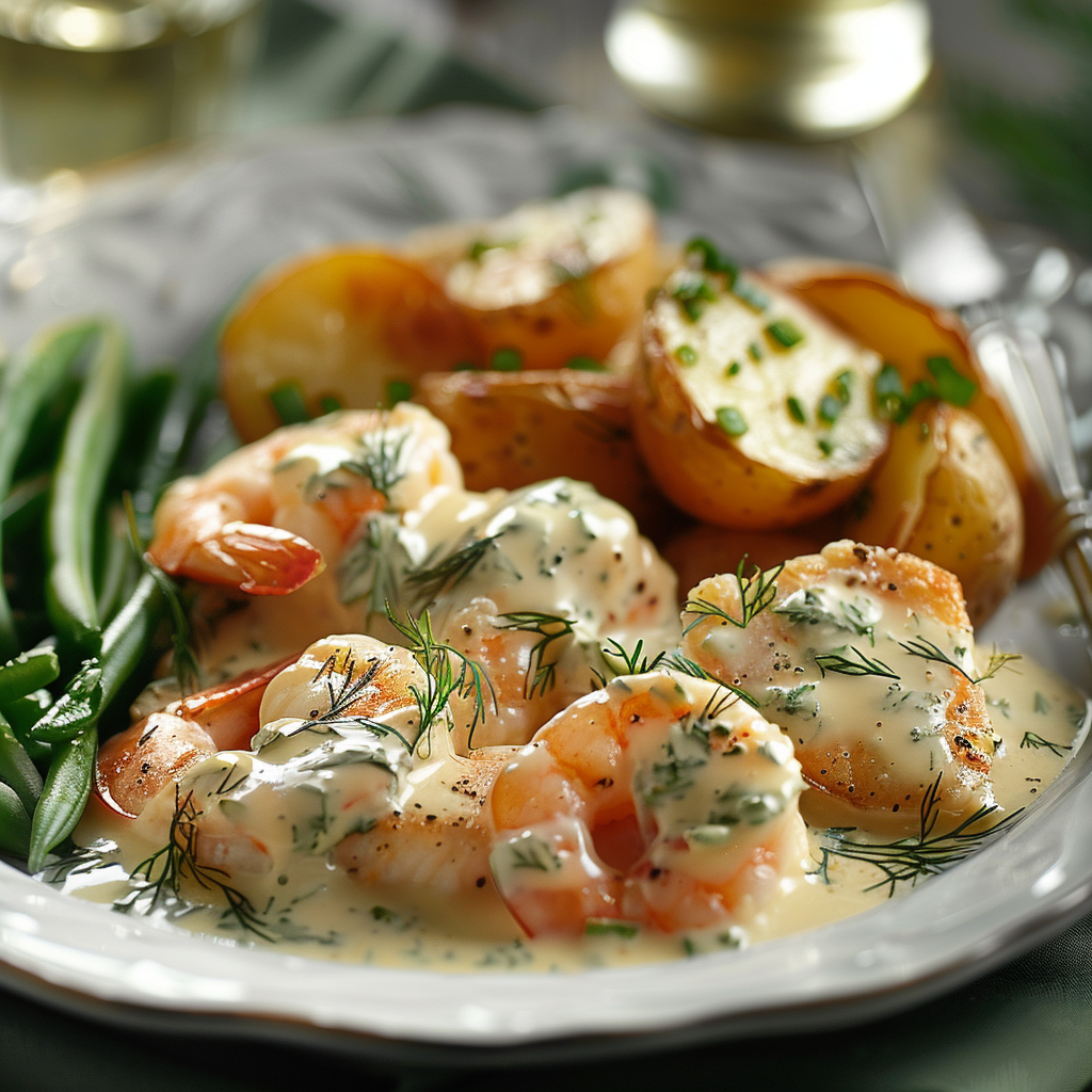 Romige dillesaus voor vis en zeevruchten