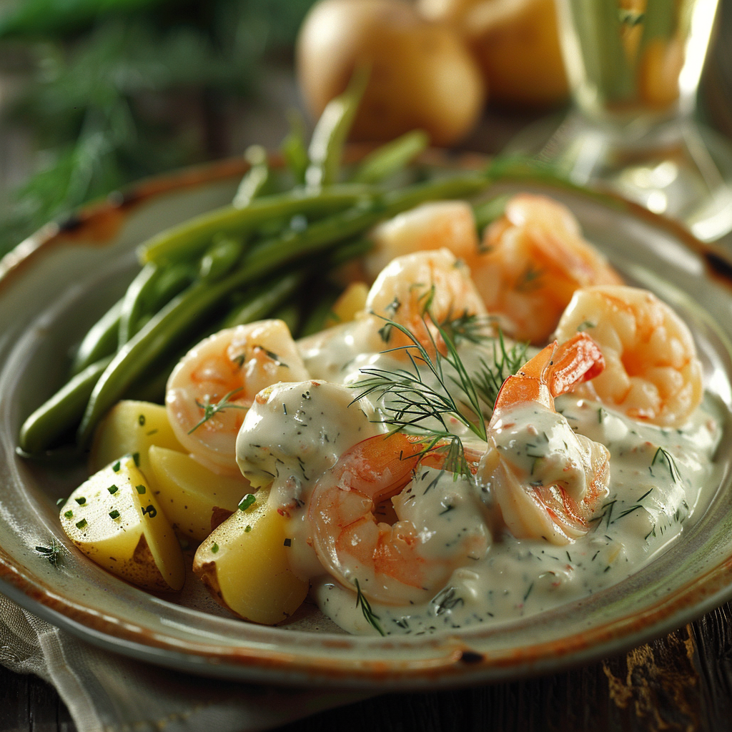 Romige dillesaus voor vis en zeevruchten