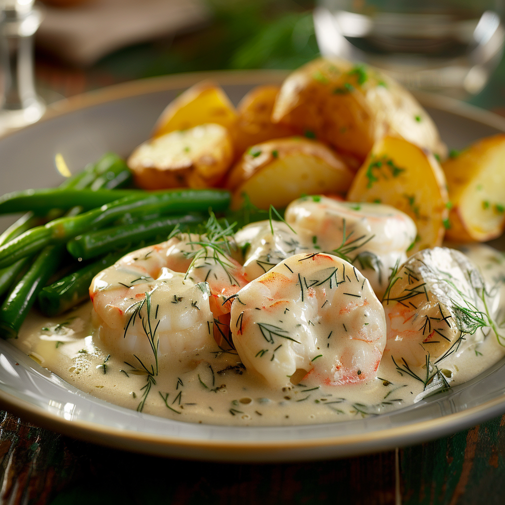 Romige dillesaus voor vis en zeevruchten