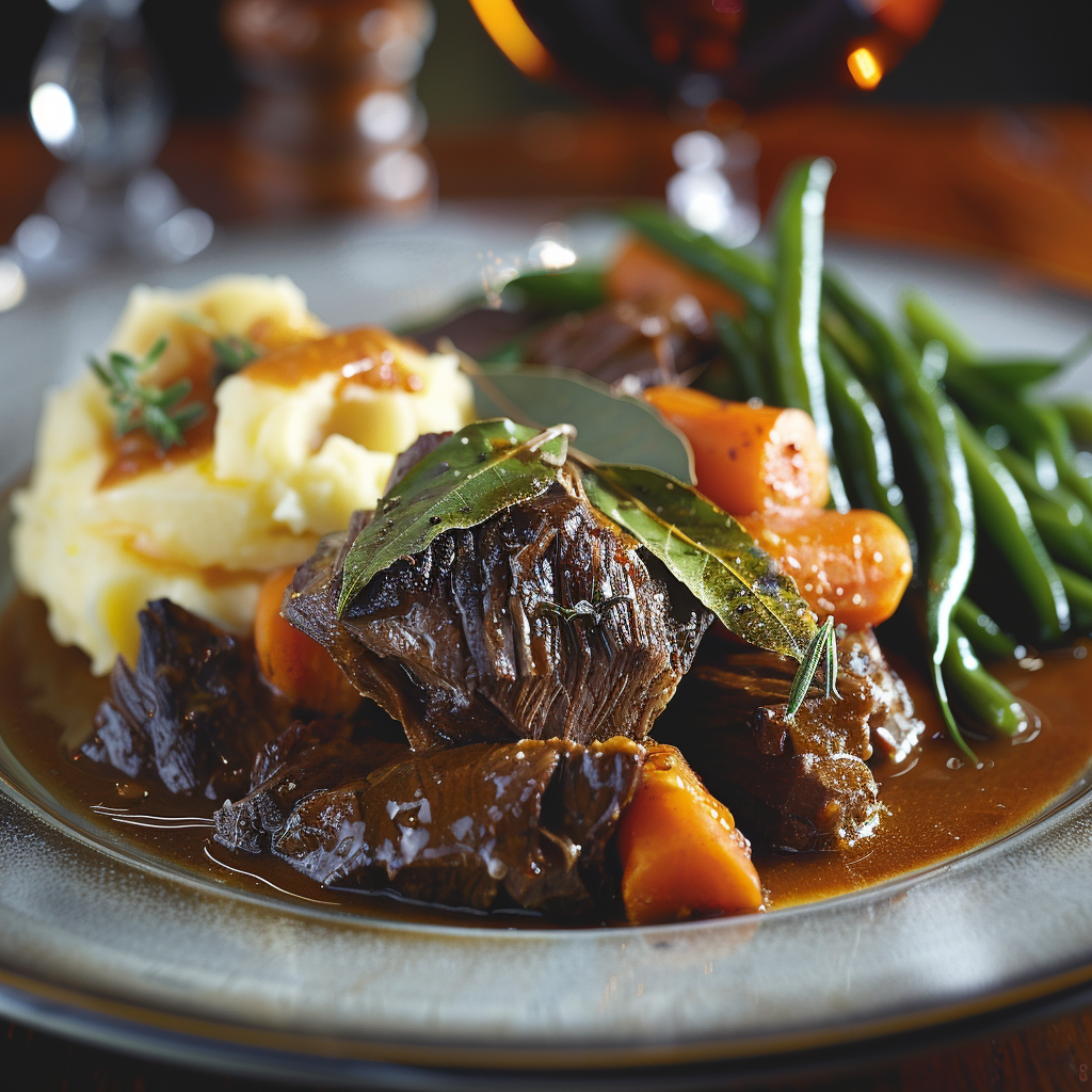 Rundersukade gestoofd met wortel en laurier