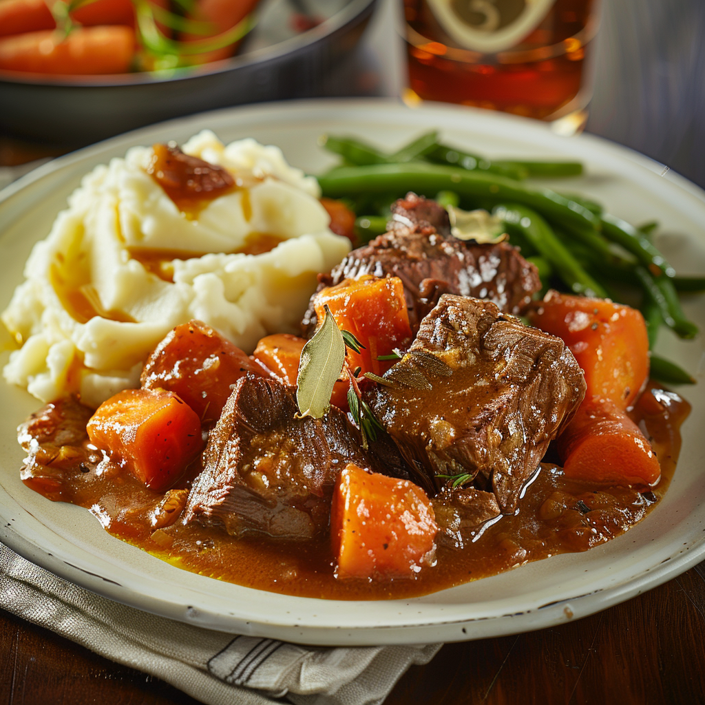 Rundersukade gestoofd met wortel en laurier