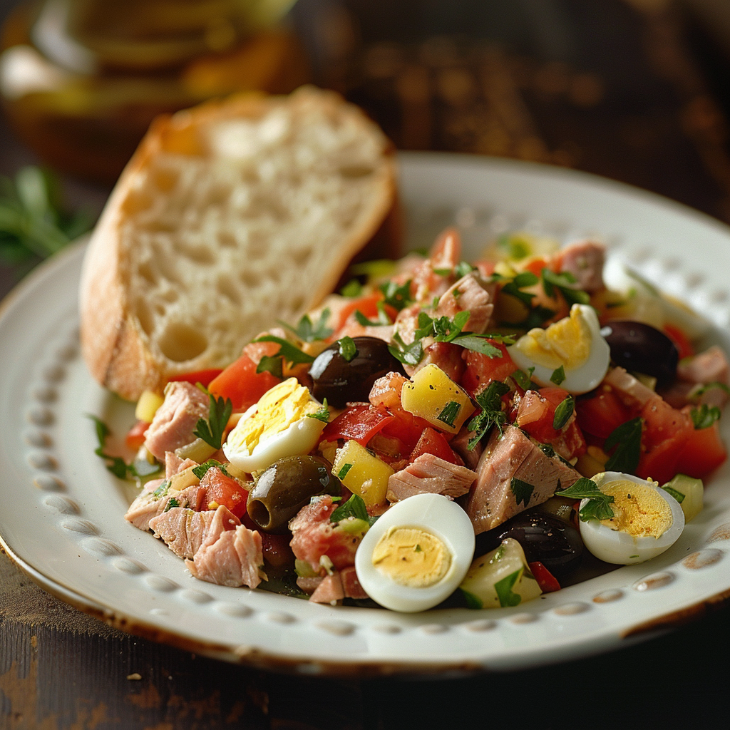 Salade Niçoise met tonijn, ei en olijven