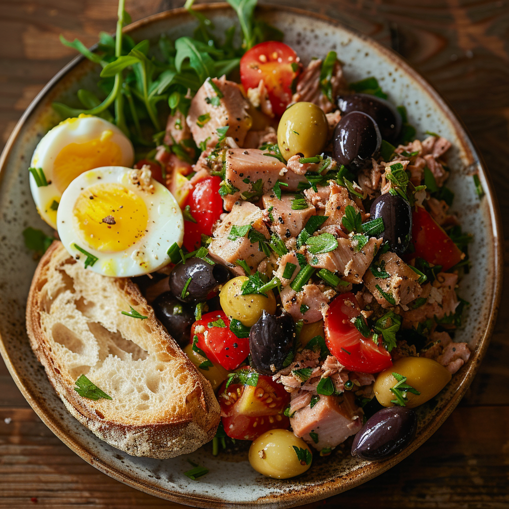 Salade Niçoise met tonijn, ei en olijven