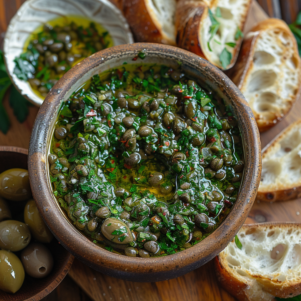 Salsa verde met peterselie, kappertjes en citroen