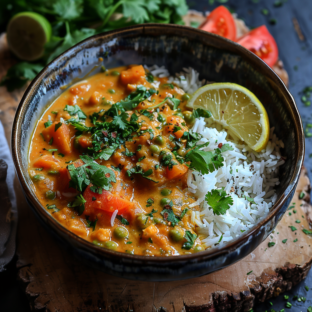 Schelviscurry met kokosmelk en koriander