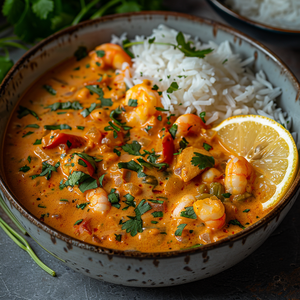 Schelviscurry met kokosmelk en koriander