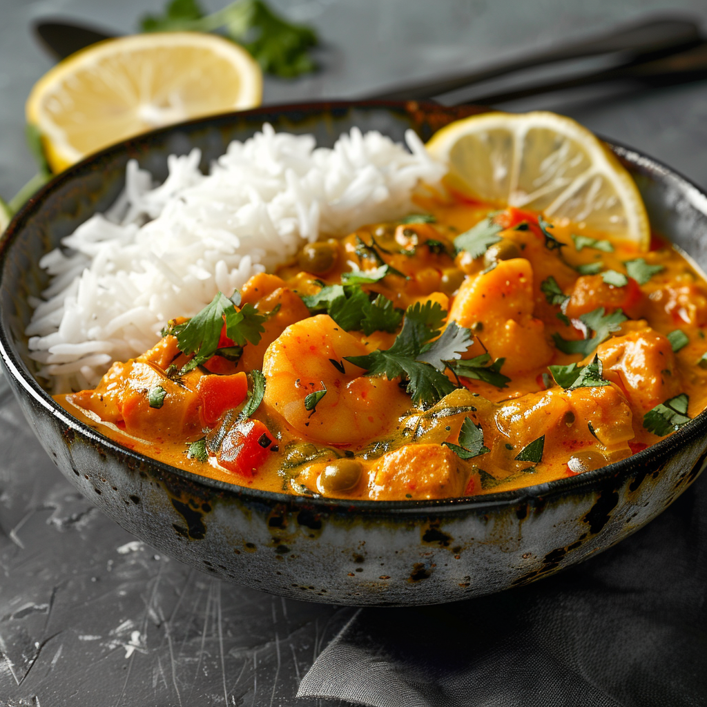 Schelviscurry met kokosmelk en koriander