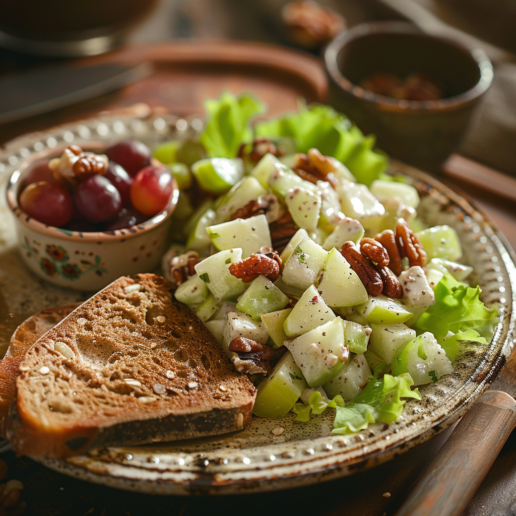 Waldorfsalade met appel, druiven en selderij