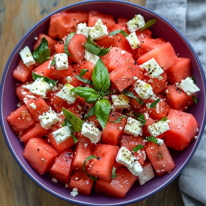 Watermeloen Feta Basilicum
