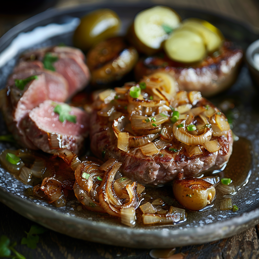 Zuurkoolstamppot met karamel-ui en rookworst