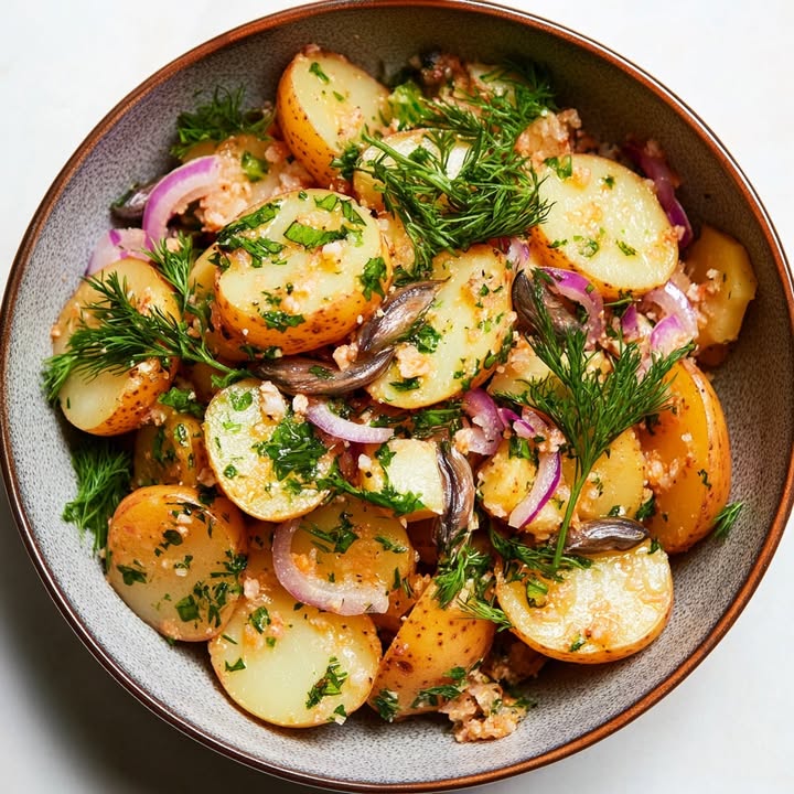 Aardappelsalade Anchois Dille