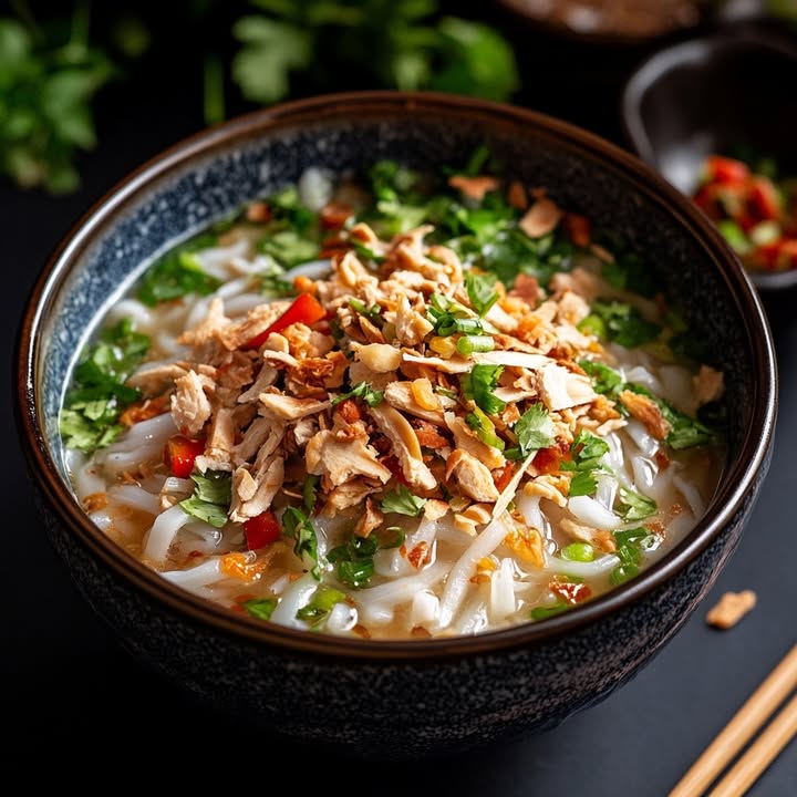 Cambodjaanse Kippensoep Noodles