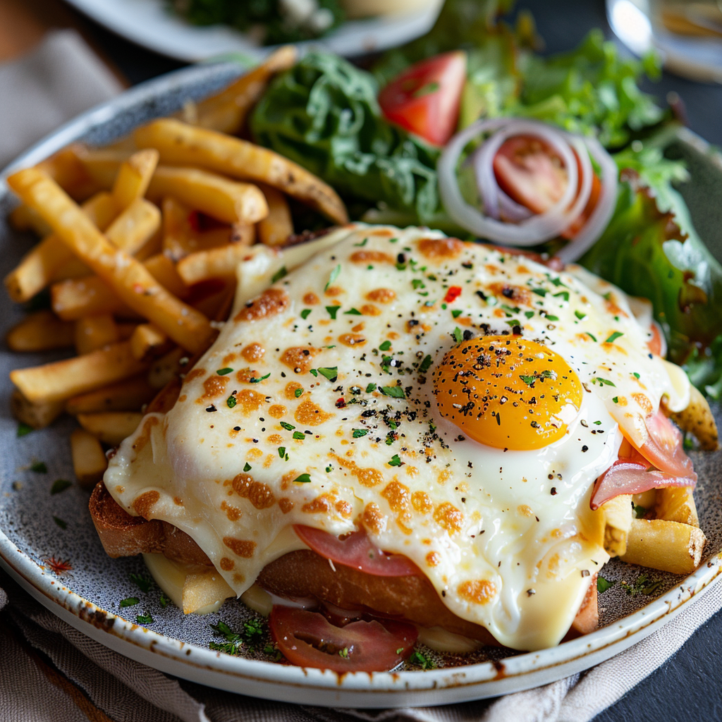 Croque-madame met bechamel en Gruyère