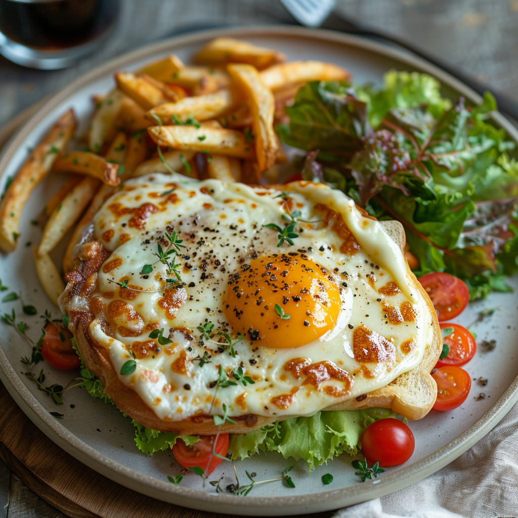 Croque-madame met bechamel en Gruyère