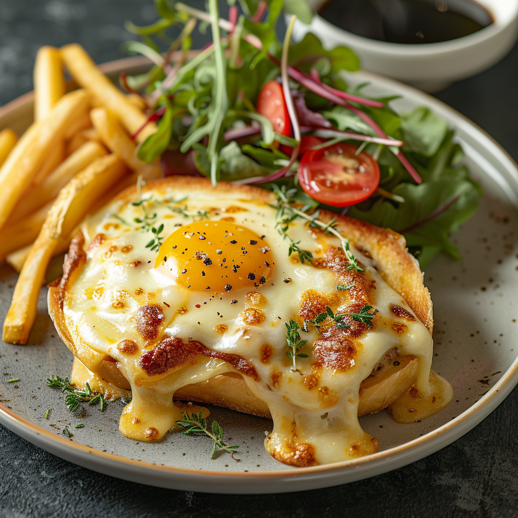 Croque-madame met bechamel en Gruyère