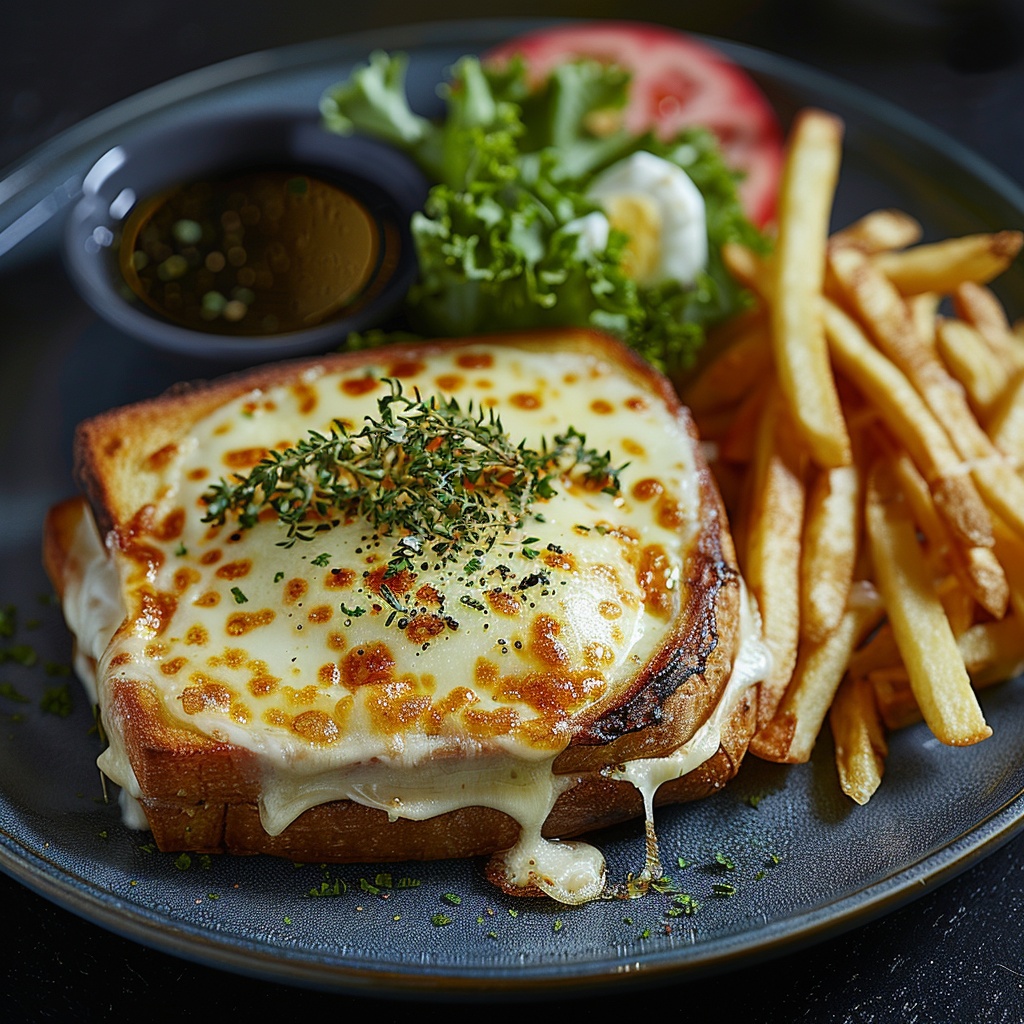 Croque-madame met bechamel en Gruyère