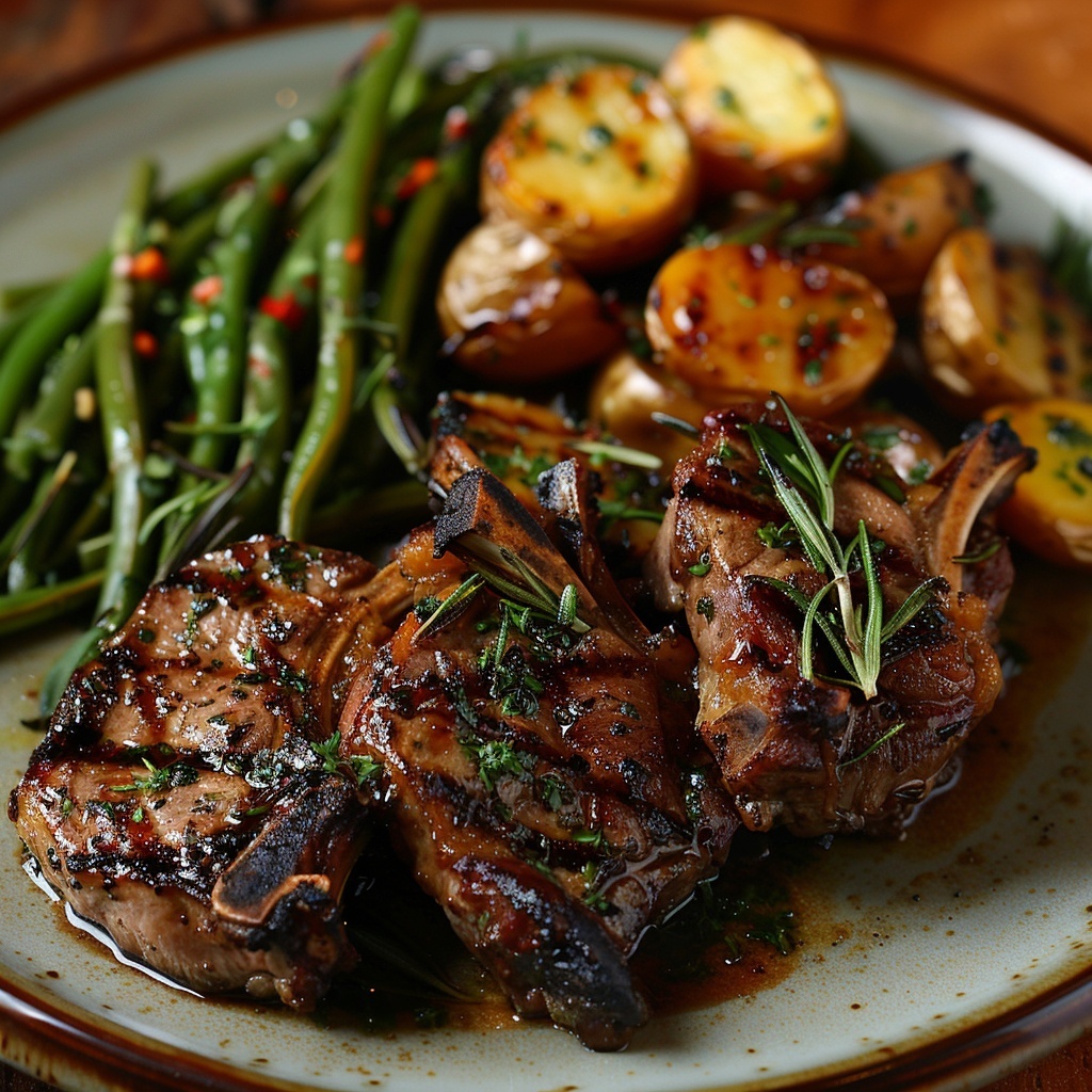 Gegrilde lamskoteletten met rozemarijn en knoflook