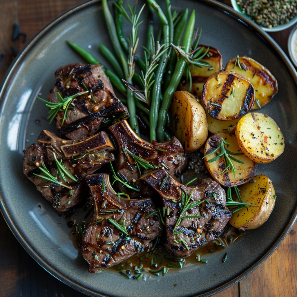 Gegrilde lamskoteletten met rozemarijn en knoflook