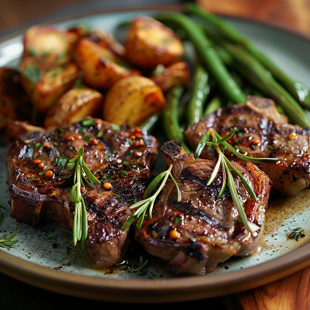 Gegrilde lamskoteletten met rozemarijn en knoflook