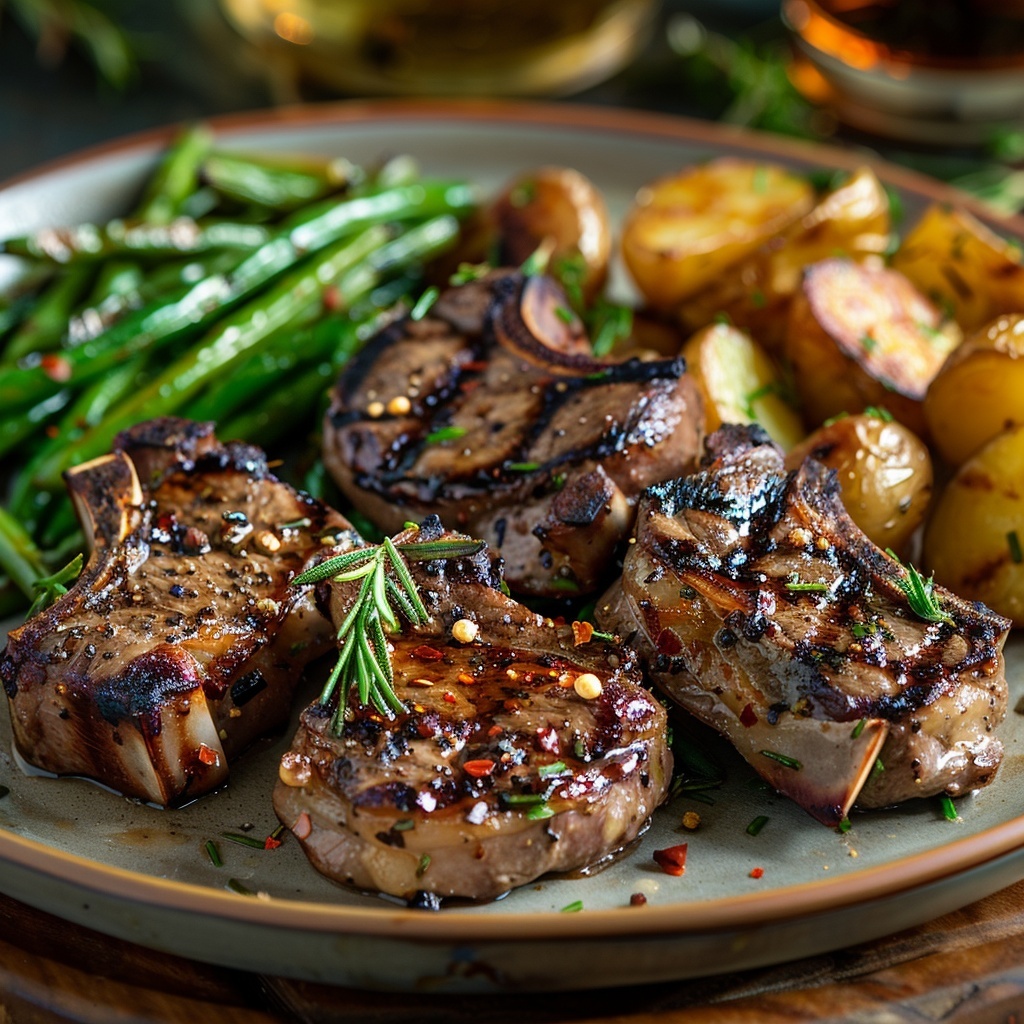 Gegrilde lamskoteletten met rozemarijn en knoflook