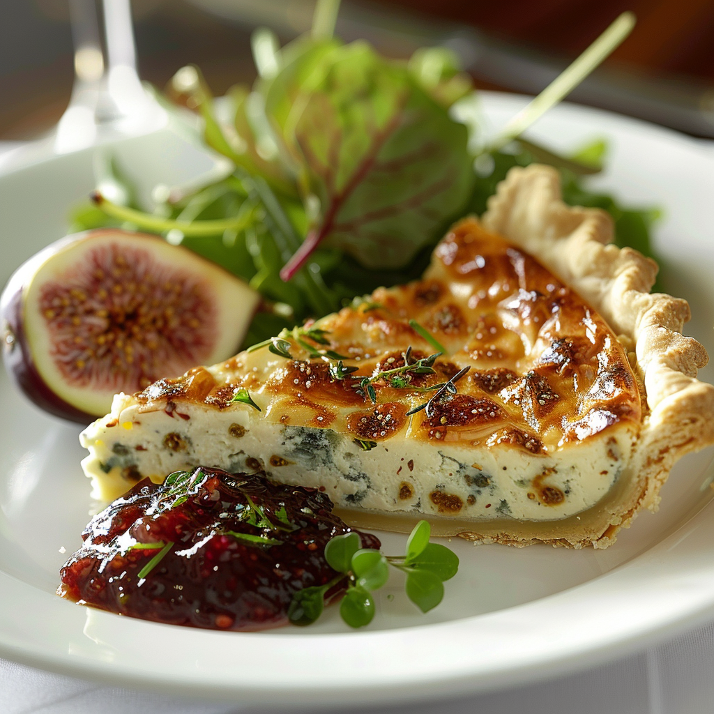 Kaastaart met blauwe kaas en vijgencompote