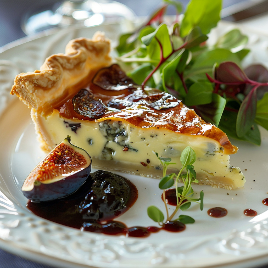 Kaastaart met blauwe kaas en vijgencompote