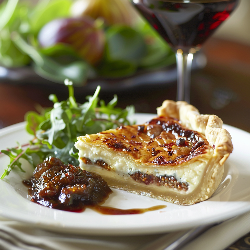 Kaastaart met blauwe kaas en vijgencompote