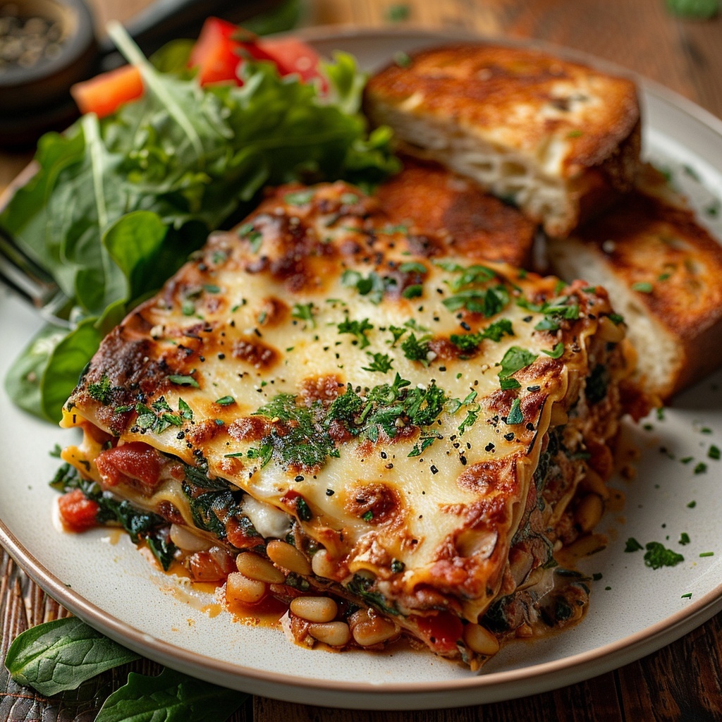 Lasagne met ricotta, spinazie en pijnboompitten