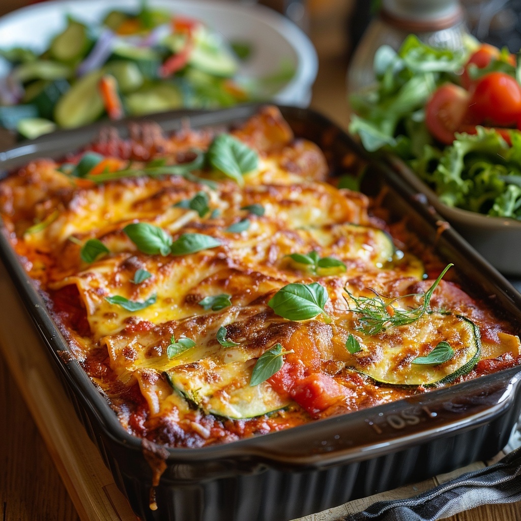 Lasagne vegetarisch met courgette, paprika en tomatensaus