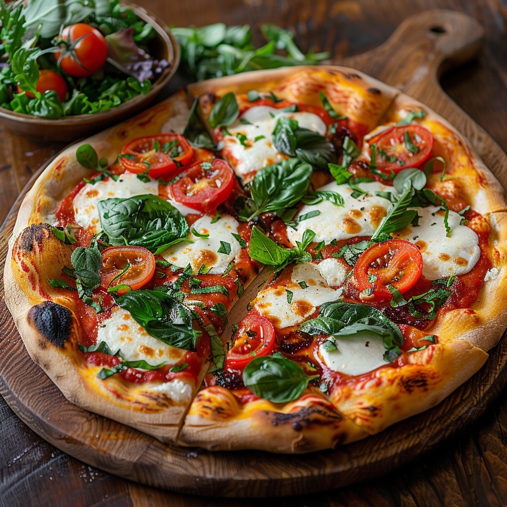 Pizza Margherita met tomaat, basilicum en buffelmozzarella